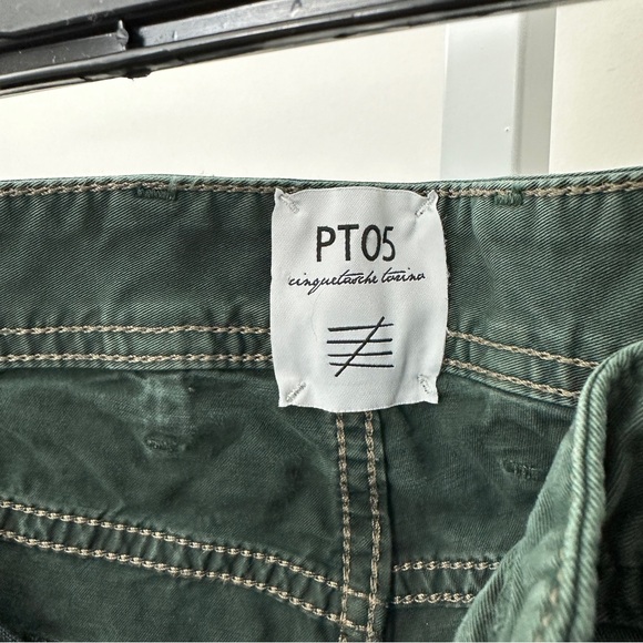 PT05 Swing Super Slim Fit Jeans Men's w34 Fade Effect Zip Fly Green Denim - Picture 5 of 6